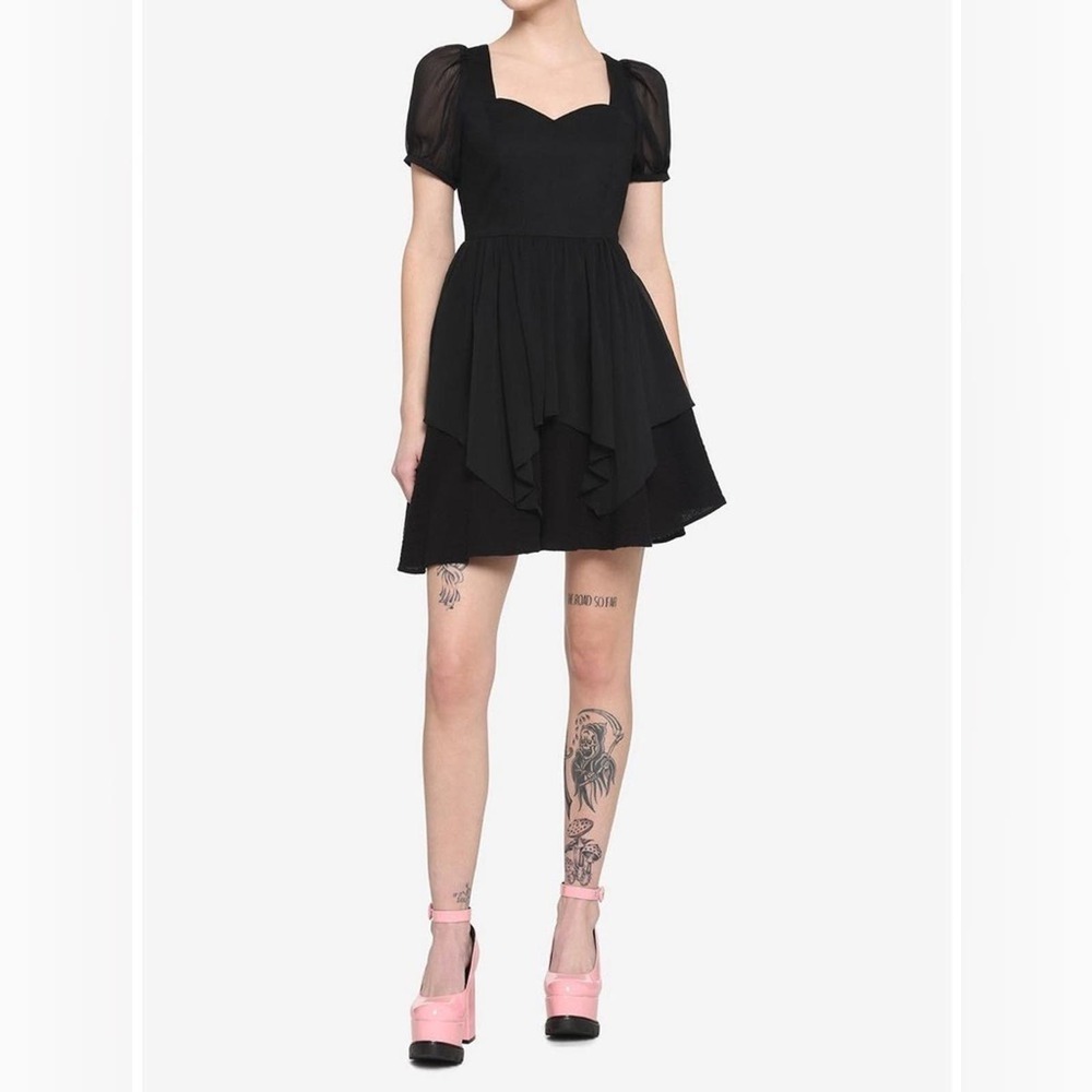 NWT Hot Topic Black Hanky Sweetheart Lace-Up Back Mini Dress Size XL $46.90
